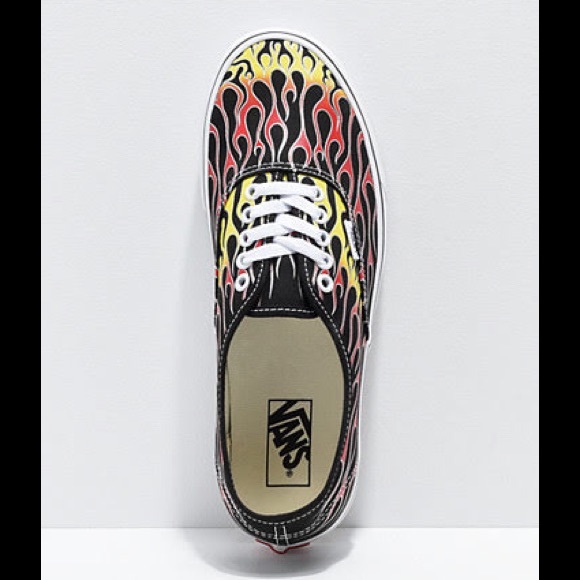 vans authentic mash up flame skate shoes